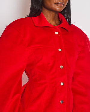 THEUNIESSEN Red "La Robe Karla" Structured Velvet Dress Size M (UK 10)