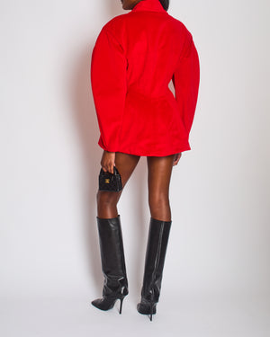 THEUNIESSEN Red "La Robe Karla" Structured Velvet Dress Size M (UK 10)