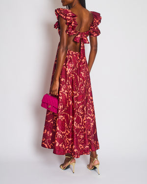 Zimmermann Tiggy Frill Shoulder Maxi Dress in Pink & Peach Paisley Size 1 (UK 10)