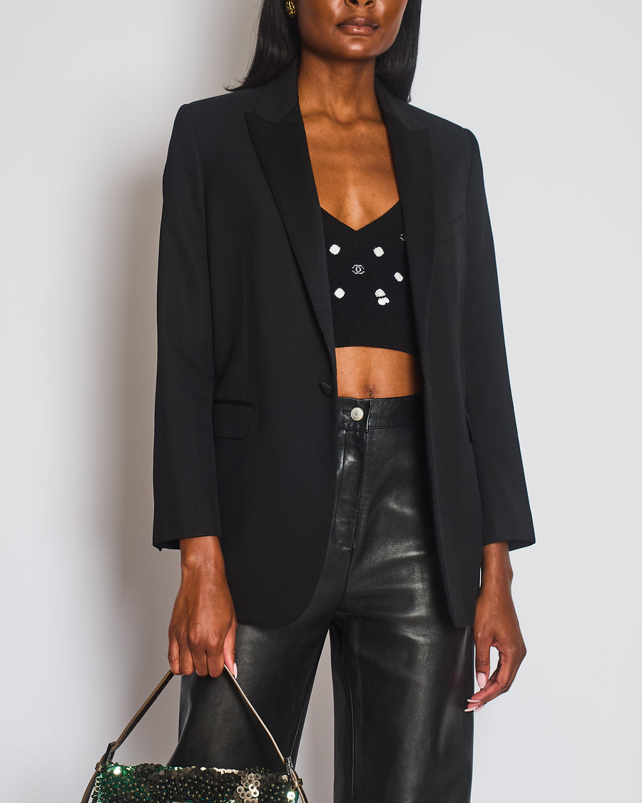 Celine Black Blazer with Satin Lapel Size FR 36 (UK 8)