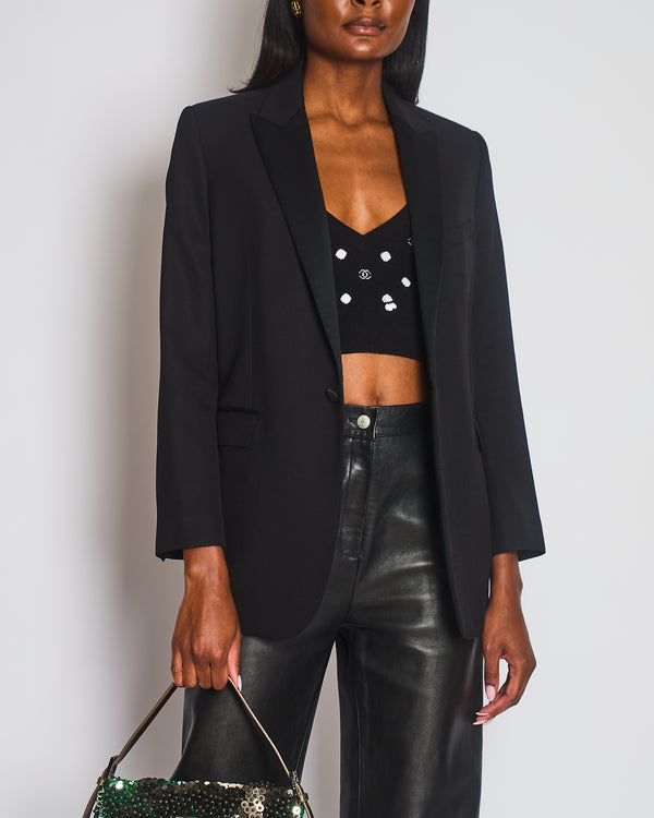 Celine Black Blazer with Satin Lapel Size FR 36 (UK 8)