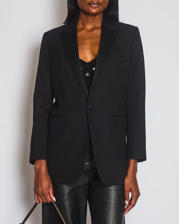Celine Black Blazer with Satin Lapel Size FR 36 (UK 8)
