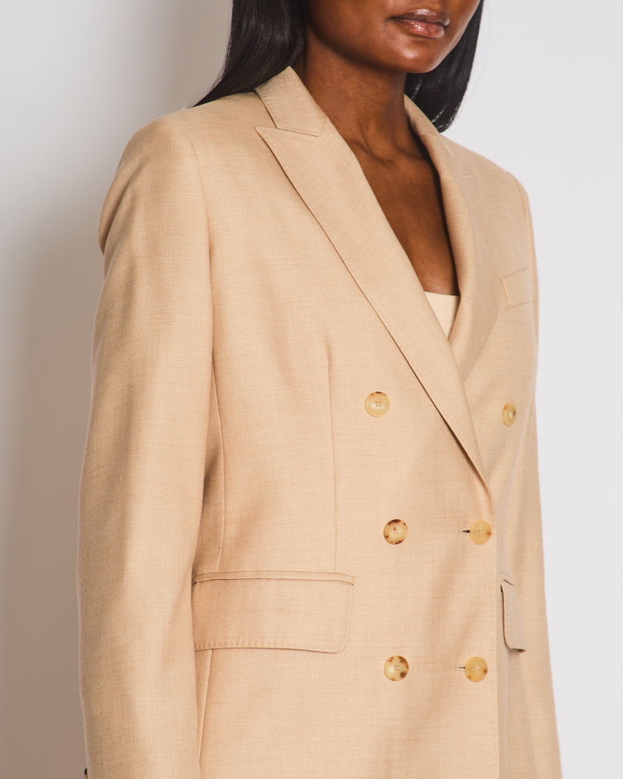 Max Mara Beige Two-Piece Double Breasted Suit with Lapel Detail Size IT 42 (UK 10)