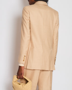 Max Mara Beige Two-Piece Double Breasted Suit with Lapel Detail Size IT 42 (UK 10)