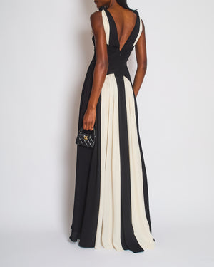 Zuhair Murad Black and White Panelled Sleeveless Pleated Maxi Dress Size FR 34 (UK 6)