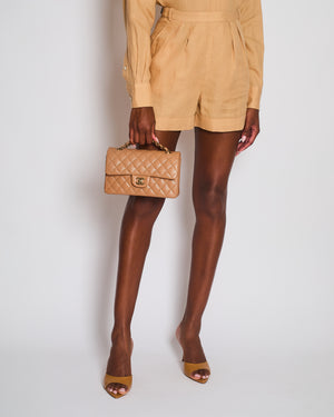 Loro Piana Camel Beige Linen Shirt and Shorts Set Size IT 38-42 (UK 6-10)