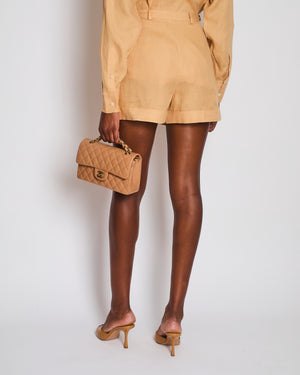 Loro Piana Camel Beige Linen Shirt and Shorts Set Size IT 38-42 (UK 6-10)