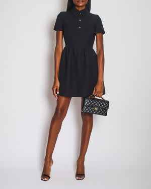 Christian Dior Black Mini Short Sleeve Dress with CD Logo Buttons Detail Size FR 36 (UK 8) RRP £3,000