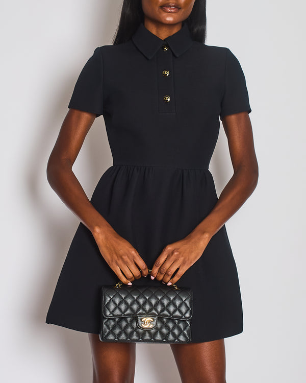 Christian Dior Black Mini Short Sleeve Dress with CD Logo Buttons Detail Size FR 36 (UK 8) RRP £3,000