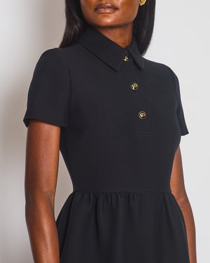 Christian Dior Black Mini Short Sleeve Dress with CD Logo Buttons Detail Size FR 36 (UK 8) RRP £3,000