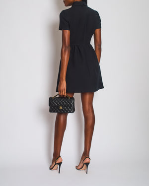 Christian Dior Black Mini Short Sleeve Dress with CD Logo Buttons Detail Size FR 36 (UK 8) RRP £3,000