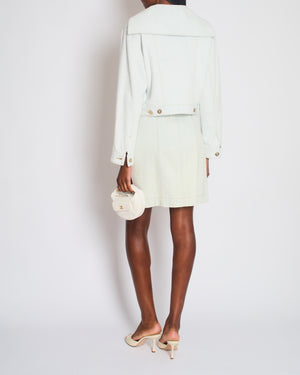 Chanel 24M Light Blue Denim Double Breasted Jacket with Champagne Gold CC Coco Buttons Size FR 36 (UK 8) RRP £3150