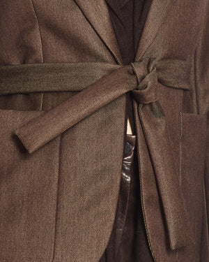 *HOT* Hermès Chocolate Brown Wool Blazer with Cashmere Insert Scarf & Belt Detail Size FR 36 (UK 8) RRP £4,900