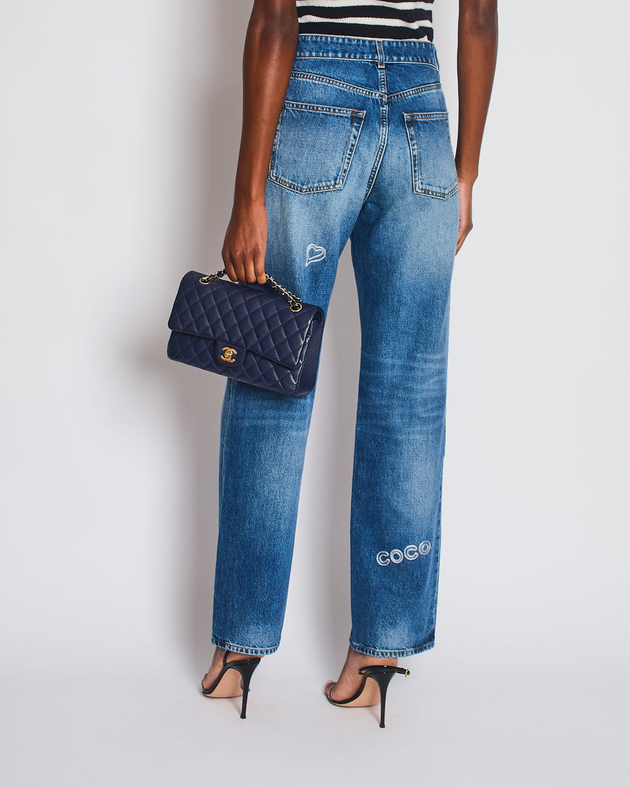 Chanel Blue Straight Leg Washed Coco CC Jeans Size FR 38 (UK 10)
