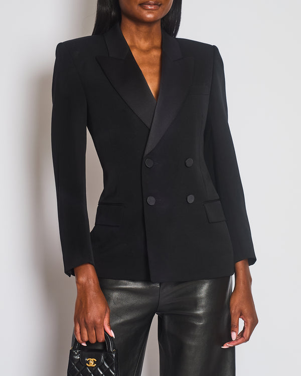 Saint Laurent Black Long Sleeve Blazer with Satin Lapel Size FR 36 (UK 8)