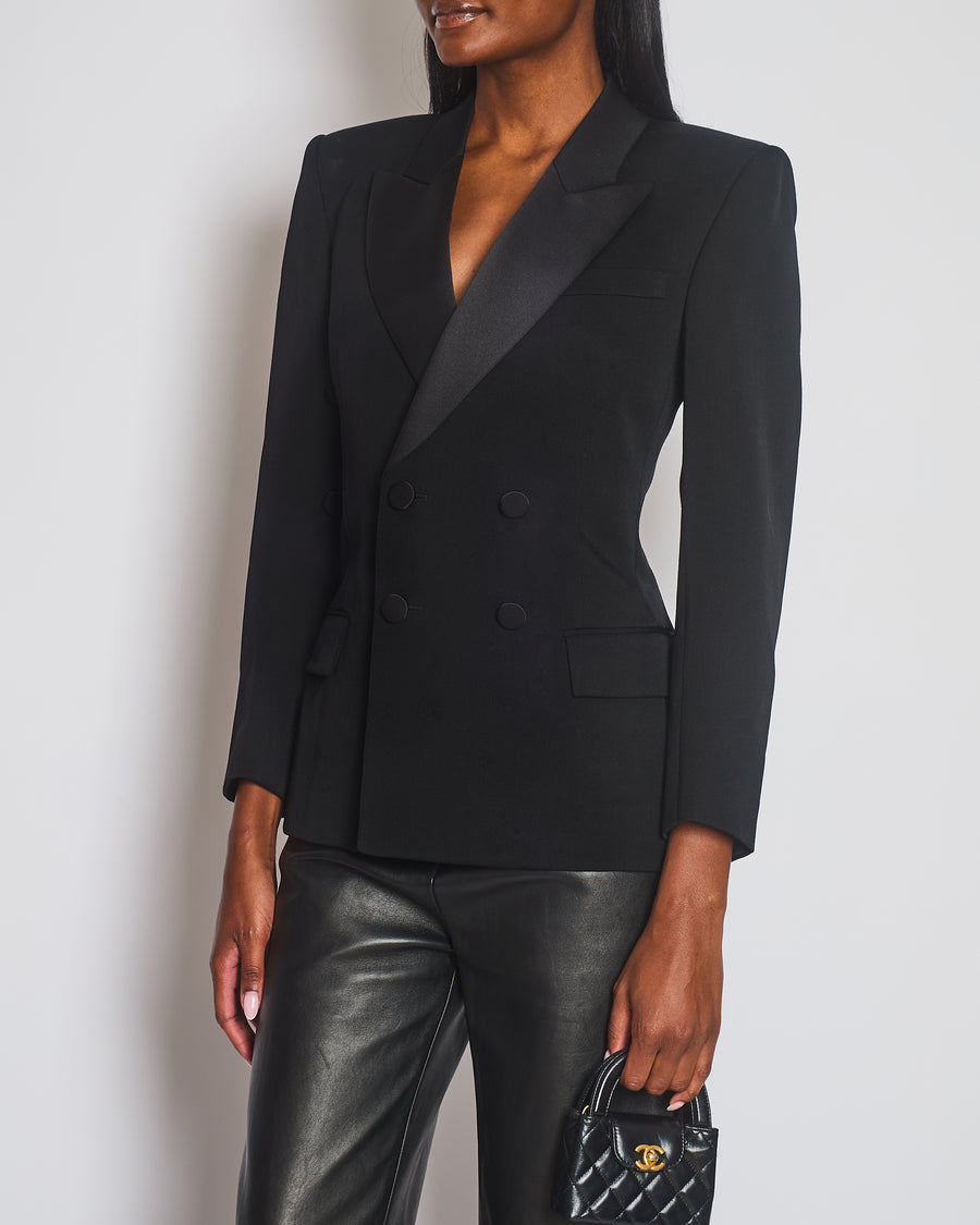 Saint Laurent Black Long Sleeve Blazer with Satin Lapel Size FR 36 (UK 8)