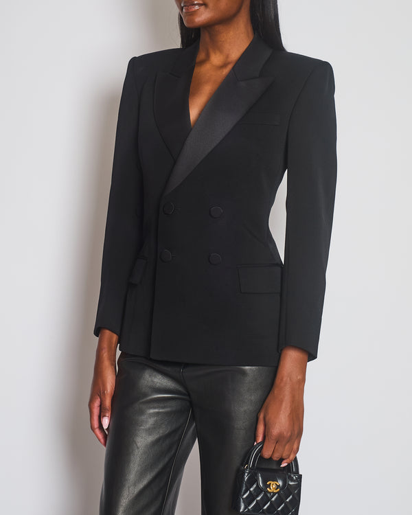 Saint Laurent Black Long Sleeve Blazer with Satin Lapel Size FR 36 (UK 8)