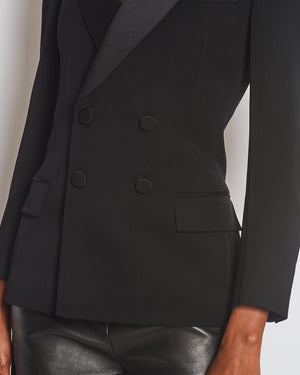 Saint Laurent Black Long Sleeve Blazer with Satin Lapel Size FR 36 (UK 8)
