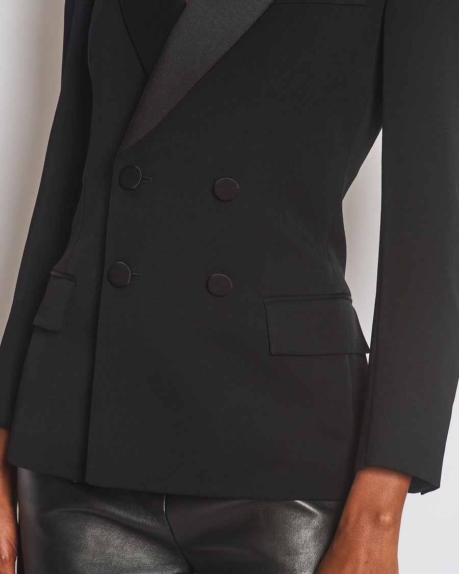 Saint Laurent Black Long Sleeve Blazer with Satin Lapel Size FR 36 (UK 8)