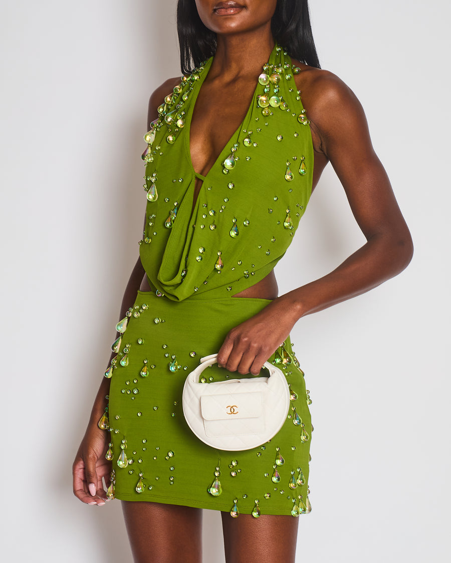 Cult Gaia Green Beaded Backless Mini Dress Size XS (UK 6) RRP £1,250