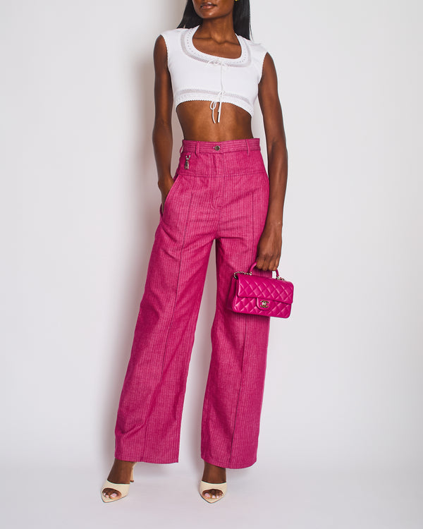 Hermès Pink Striped High-Rise Jeans Size FR 36 (UK 8)