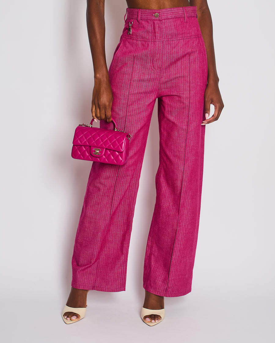 Hermès Pink Striped High-Rise Jeans Size FR 36 (UK 8)