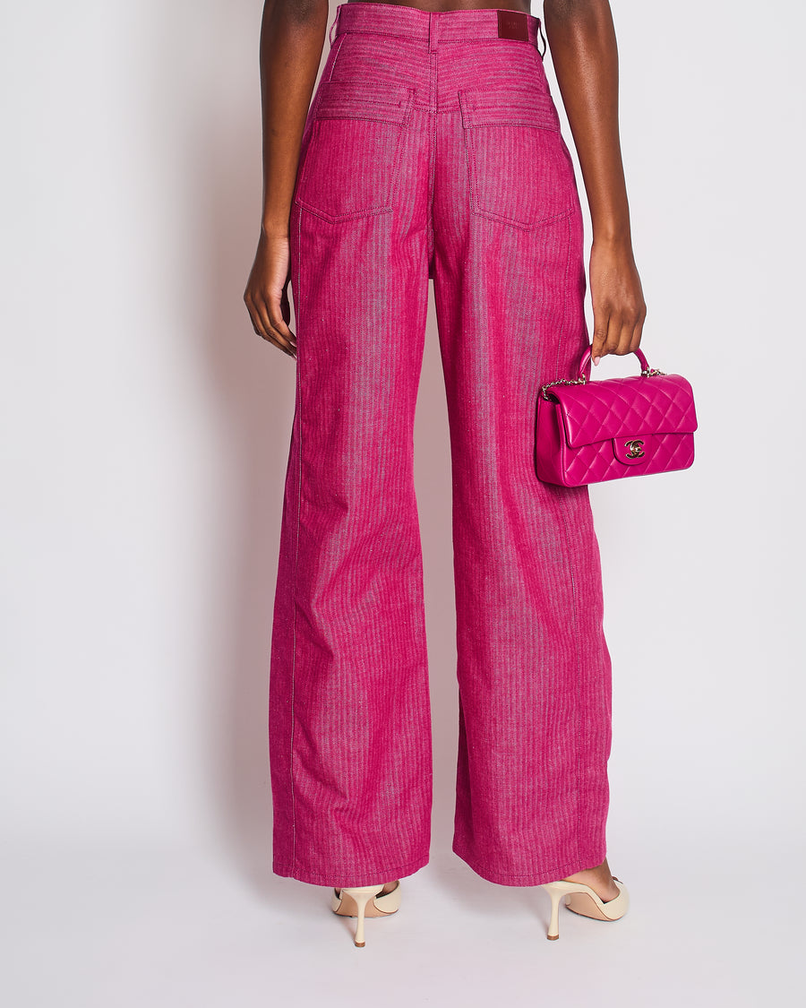 Hermès Pink Striped High-Rise Jeans Size FR 36 (UK 8)