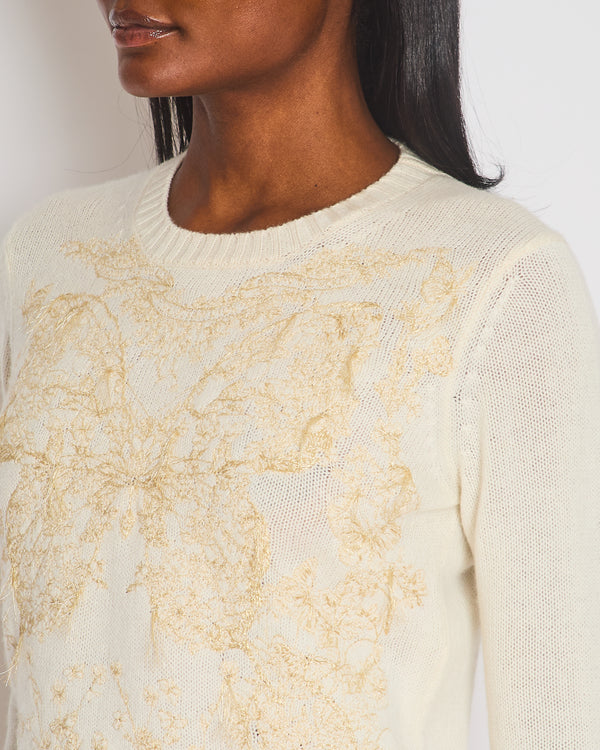 Christian Dior Cream Butterly Embroidered Jumper with Logo Detail Size FR 36 (UK 8)