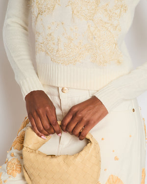 Christian Dior Cream Butterly Embroidered Jumper with Logo Detail Size FR 36 (UK 8)
