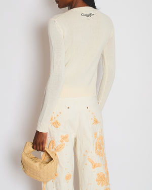 Christian Dior Cream Butterly Embroidered Jumper with Logo Detail Size FR 36 (UK 8)