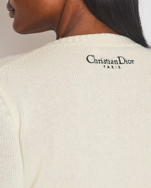 Christian Dior Cream Butterly Embroidered Jumper with Logo Detail Size FR 36 (UK 8)