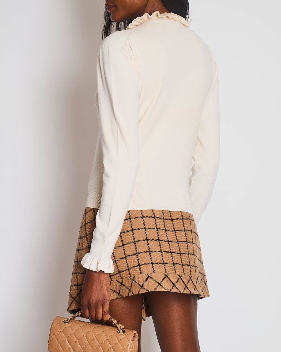 Louis Vuitton Cream High Neck Jumper with Logo Detail Size XS (UK 6)