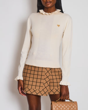 Louis Vuitton Cream High Neck Jumper with Logo Detail Size XS (UK 6)