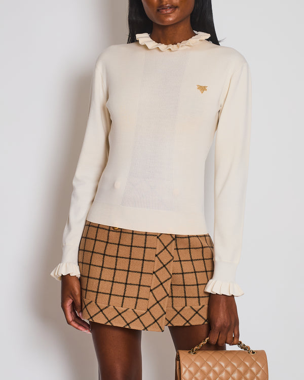 Louis Vuitton Cream High Neck Jumper with Logo Detail Size XS (UK 6)