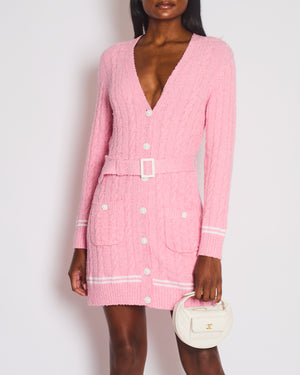 *HOT* Chanel Pink Long Sleeve Cardigan Dress with Belt Detail Size FR 38 (UK 10)