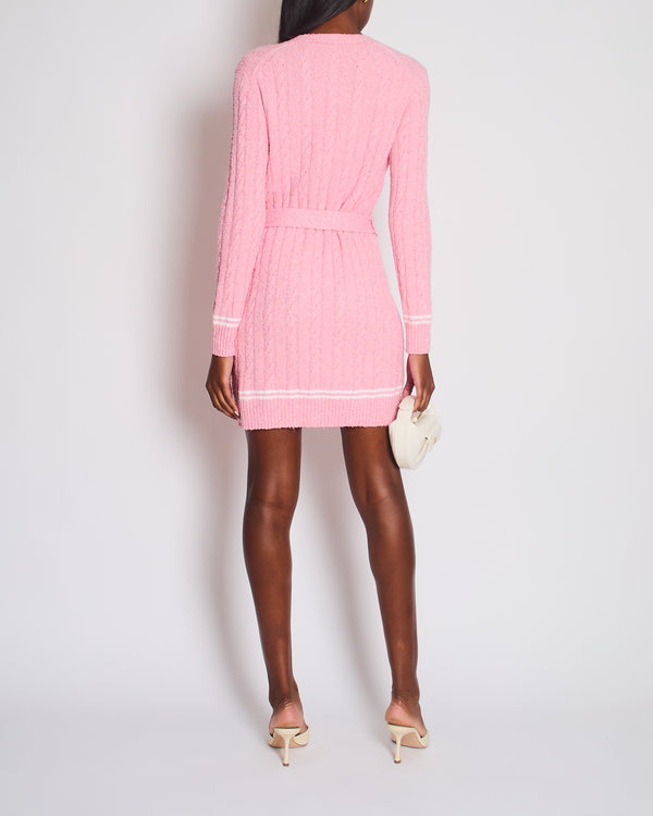 *HOT* Chanel Pink Long Sleeve Cardigan Dress with Belt Detail Size FR 38 (UK 10)