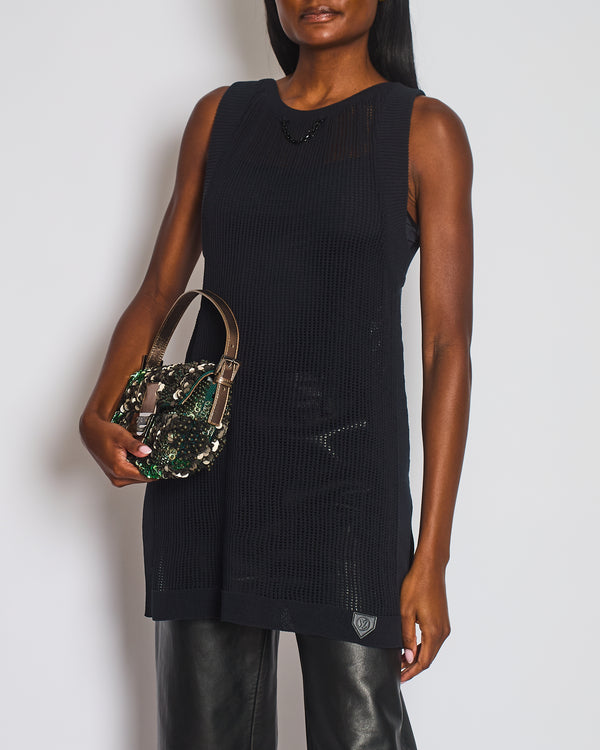 Louis Vuitton Black Crochet Vest with Logo Chain Detail Size XS (UK 6)
