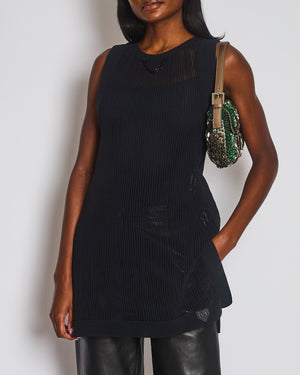 Louis Vuitton Black Crochet Vest with Logo Chain Detail Size XS (UK 6)