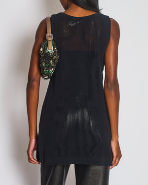 Louis Vuitton Black Crochet Vest with Logo Chain Detail Size XS (UK 6)