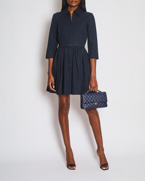 Christian Dior Navy Striped Long Sleeve Dress with Belt Detail Size FR 38 (UK 10)