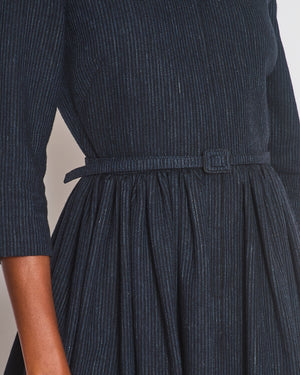 Christian Dior Navy Striped Long Sleeve Dress with Belt Detail Size FR 38 (UK 10)