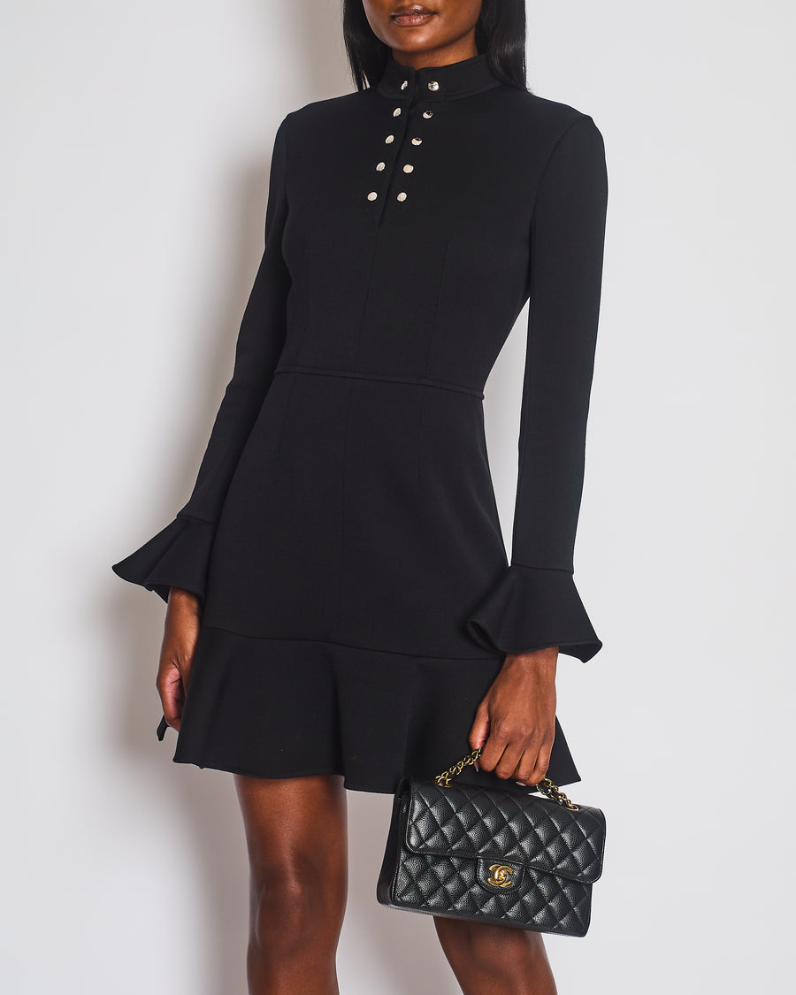 Louis Vuitton Black Long Sleeve Button Down Mini Dress Size FR 38 (UK 10)