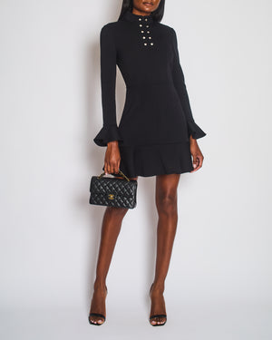 Louis Vuitton Black Long Sleeve Button Down Mini Dress Size FR 38 (UK 10)