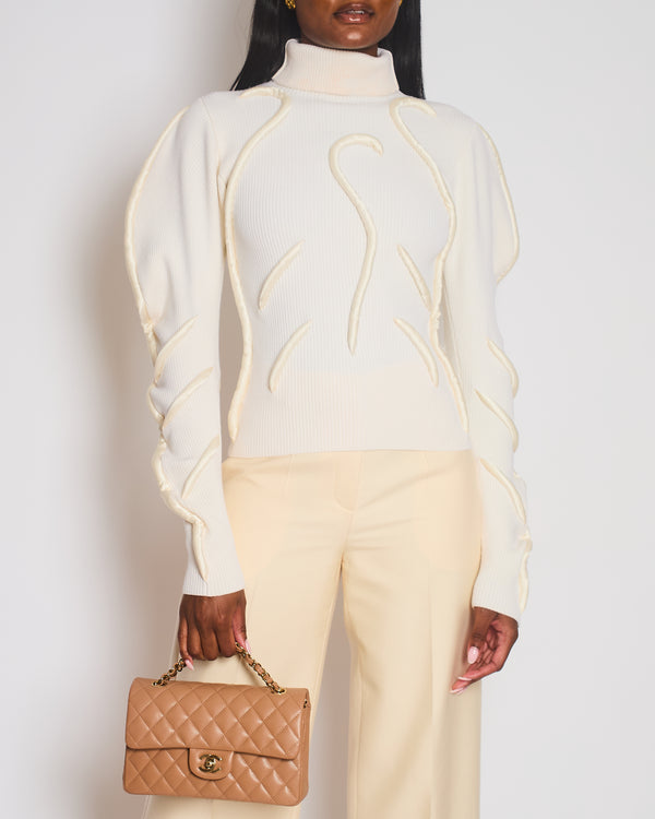 Schiaparelli Ivory Ribbed Skeletton Trompe-L'ŒIL Jumper Size FR 34 (UK S) RRP £4130