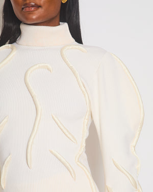 Schiaparelli Ivory Ribbed Skeletton Trompe-L'ŒIL Jumper Size FR 34 (UK S) RRP £4130