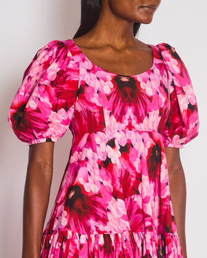 Alexander McQueen Pink Floral Mini Dress with Puff Sleeves Detail Size FR 38 (UK 10)