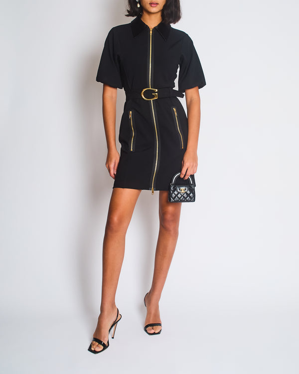 Gucci Black Mini Dress with Exposed Zip Closure at Front Size IT 38 (UK 6)