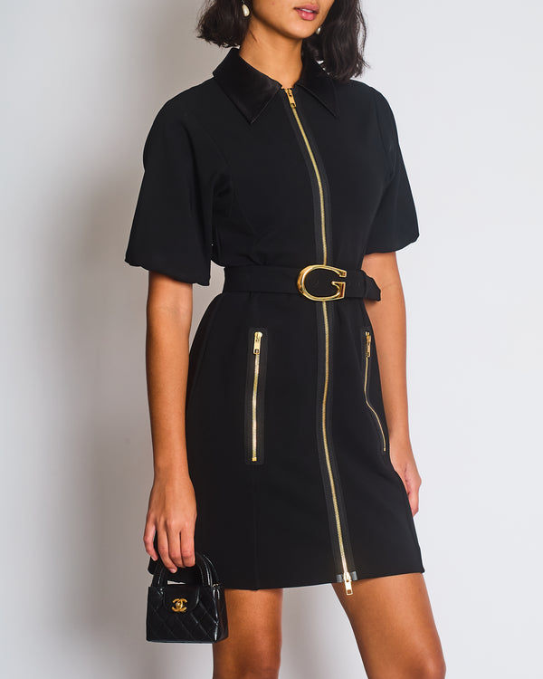 Gucci Black Mini Dress with Exposed Zip Closure at Front Size IT 38 (UK 6)