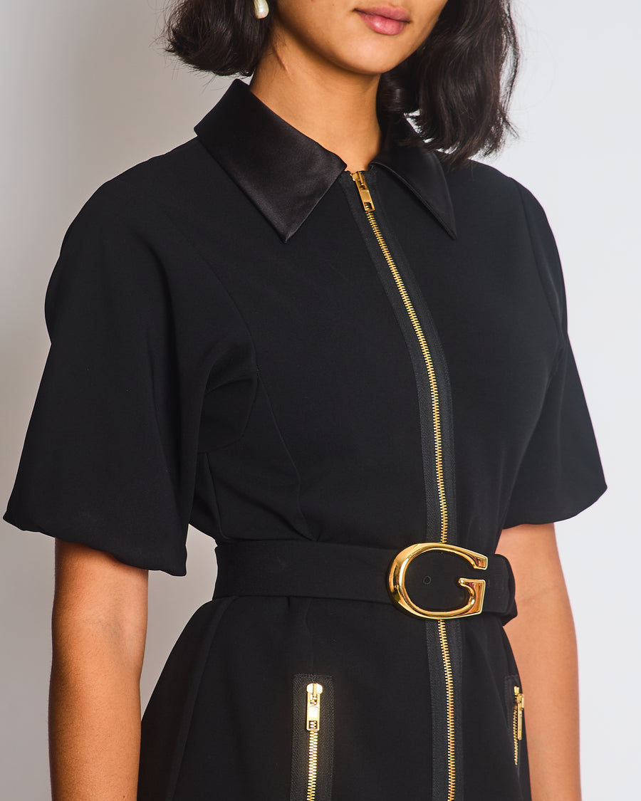 Gucci Black Mini Dress with Exposed Zip Closure at Front Size IT 38 (UK 6)