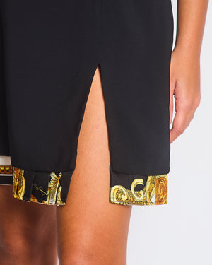 Versace Black Mini Short Sleeve Dress With Slit And Gold Medusa Details Size IT 40 (UK 8)